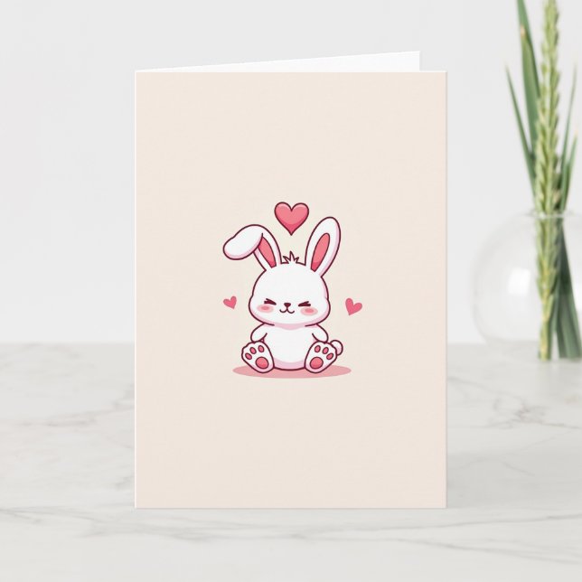 Tarjeta de amor de conejito lindo simple (Anverso)