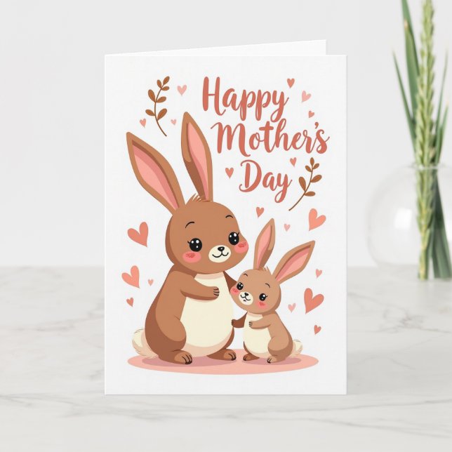 Tarjeta de amor de conejo de lunares (Anverso)