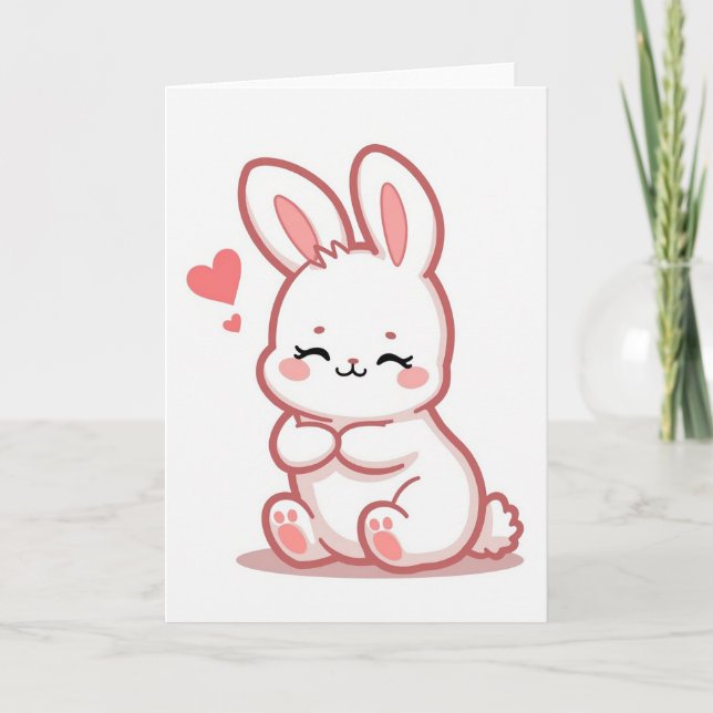 Tarjeta de amor de conejo simple (Anverso)