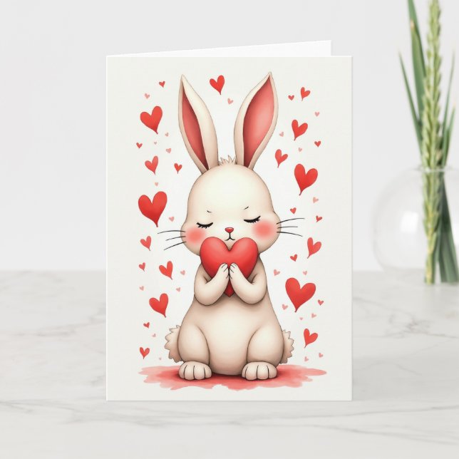 Tarjeta de amor de conejo suave (Anverso)