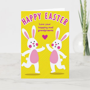 Tarjeta de amor de conejos felices de Pascua