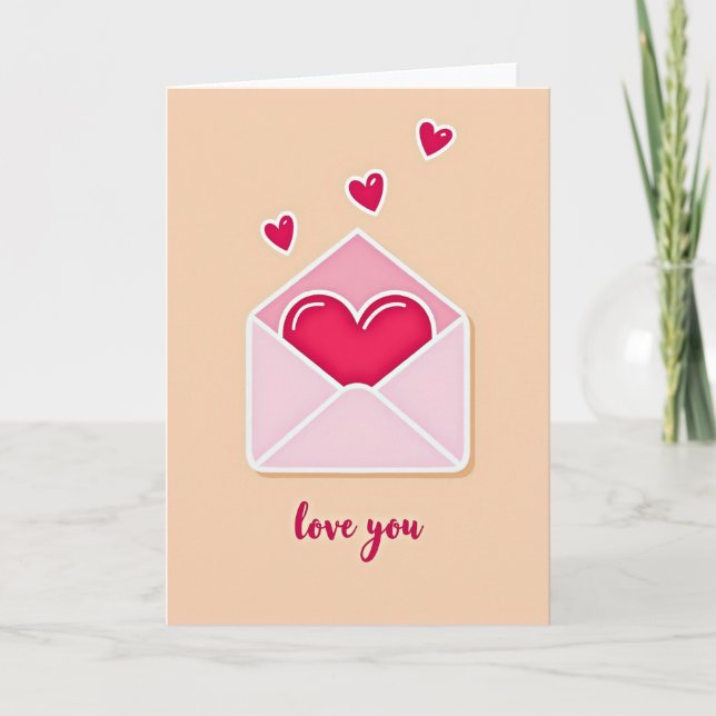 Tarjeta de amor de corazón carmesí (Anverso)