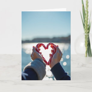 Tarjeta de amor de corazón de bastón de caramelo