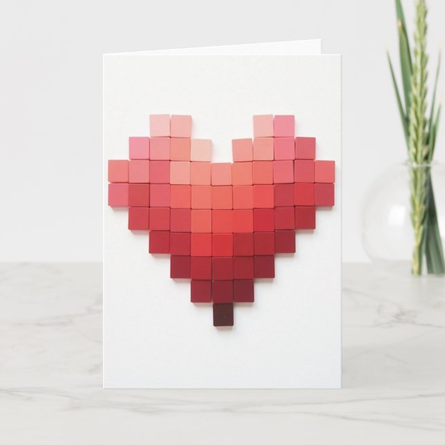 Tarjeta de amor de corazón de píxel simple (Anverso)