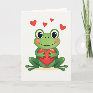 Tarjeta de amor de corazón de rana linda
