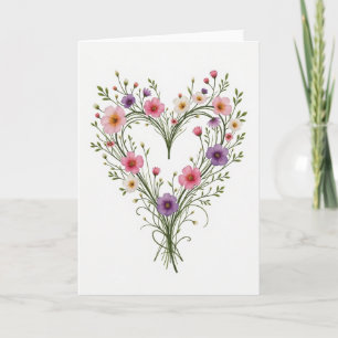 Tarjeta de amor de corazón floral