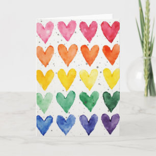 Tarjeta de amor de corazones arcoíris