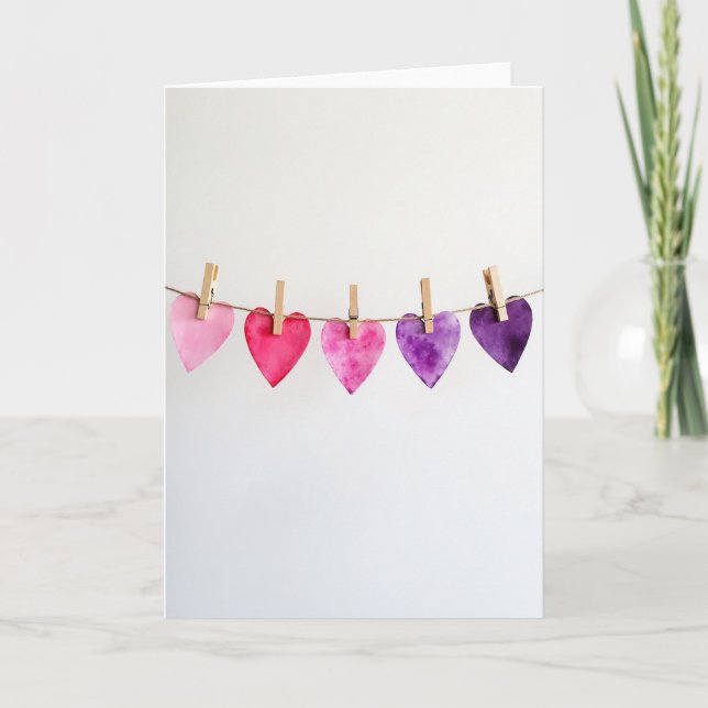 Tarjeta de amor de corazones de acuarela (Anverso)