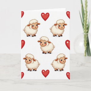 Tarjeta de amor de corazones de ovejas lindas