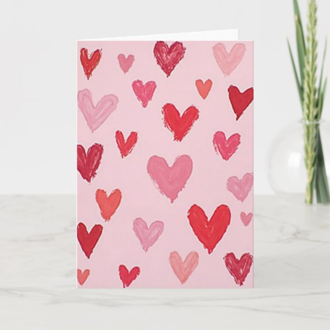 Tarjeta de Amor de Corazones Pintados (Anverso)
