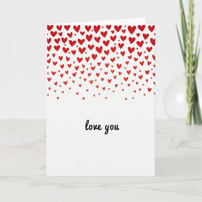Tarjeta de amor de corazones que caen (Anverso)