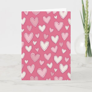 Tarjeta de amor de corazones rosados del día de Sa