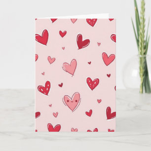 Tarjeta de amor de corazones rosados dulces