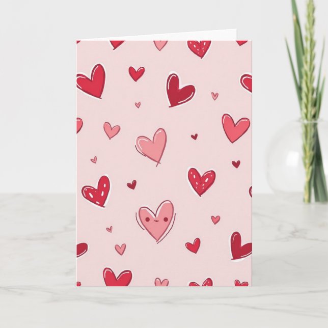 Tarjeta de amor de corazones rosados dulces (Anverso)