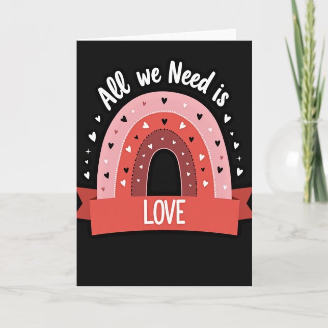 Tarjeta de amor de corazones y arcoíris (Anverso)
