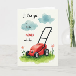 Tarjeta de amor de cortadora de césped con acuarel