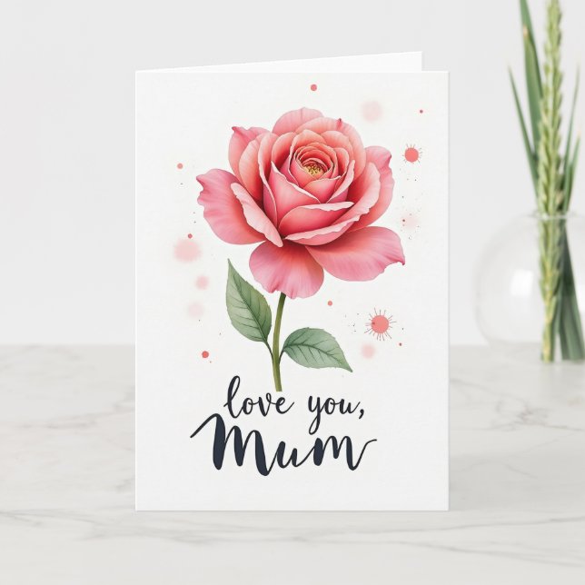 Tarjeta de amor de crisantemo floral rosa (Anverso)