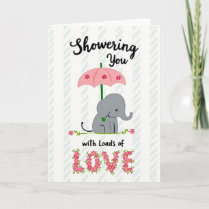Tarjeta de amor de elefante florece