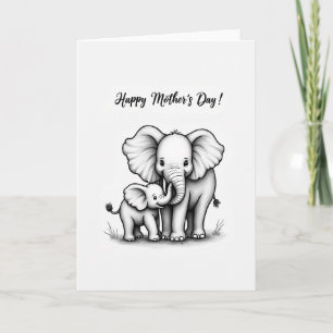 Tarjeta de amor de elefante monocromo