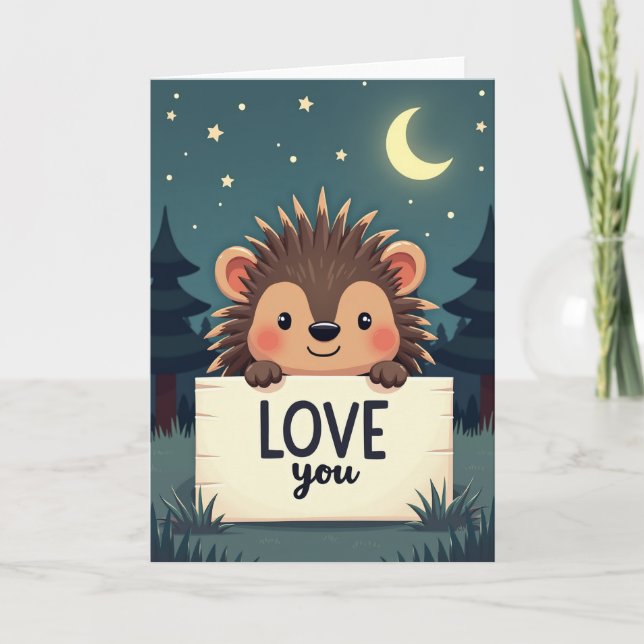 Tarjeta de Amor de Erizo Adorable (Anverso)