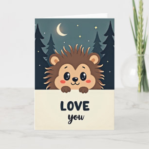 Tarjeta de amor de erizo puntiagudo lindo
