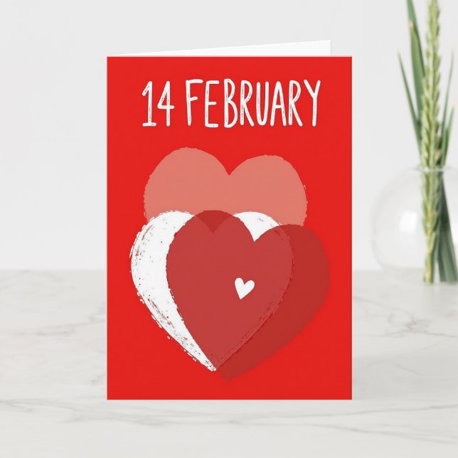 Tarjeta de amor de febrero Corazones Rojos (Anverso)