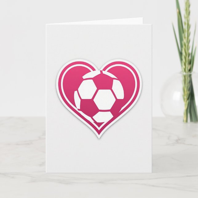 Tarjeta de amor de fútbol con el corazón (Anverso)
