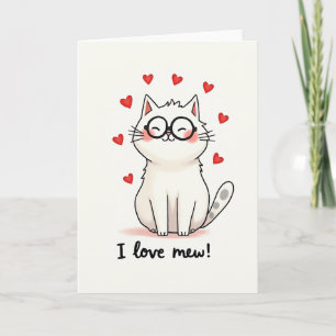 Tarjeta de amor de gato con gafas lindas