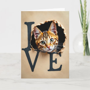 Tarjeta de amor de gato curioso