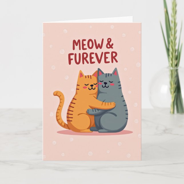 Tarjeta de amor de gato lindo para siempre (Anverso)