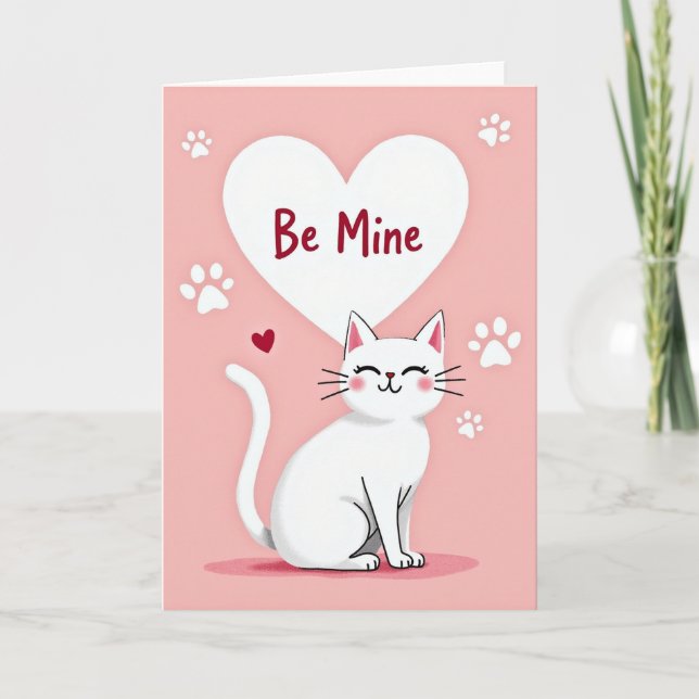 Tarjeta de Amor de Gato Sé Mío (Anverso)