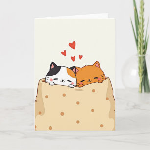 Tarjeta de amor de gatos acogedores