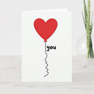Tarjeta de amor de globo de corazón dulce