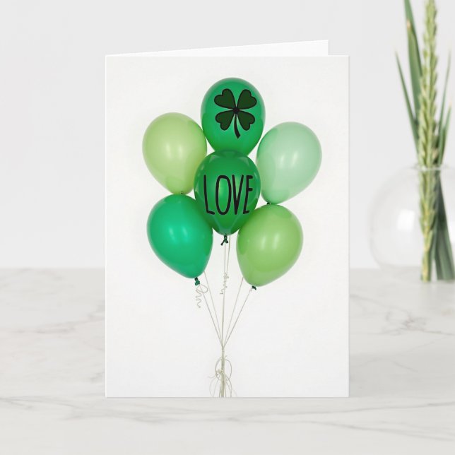 Tarjeta de amor de globos verdes (Anverso)