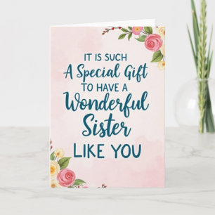 Tarjeta de amor de hermana maravillosa turquesa