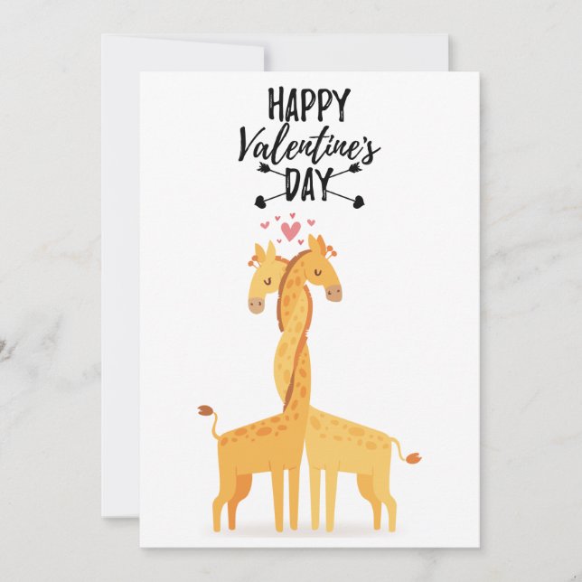 Tarjeta de amor de jirafa cuta para El día de San  (Anverso)