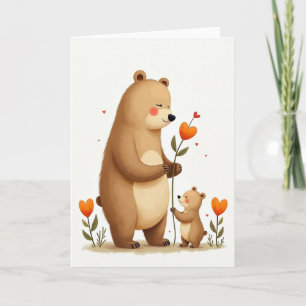 Tarjeta de amor de la familia del oso de lunares