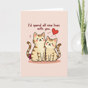 Tarjeta de amor de los nueve vidas de los gatos