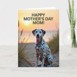 Tarjeta de amor de madre canina en el atardecer