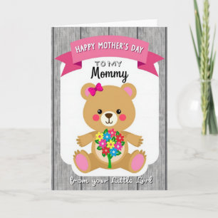 Tarjeta de amor de madre con abrazo de oso