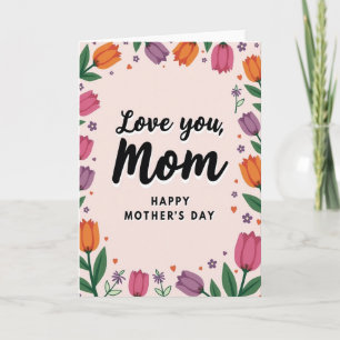 Tarjeta de amor de madre floral rosa