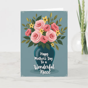 Tarjeta de amor de madres florales rosadas