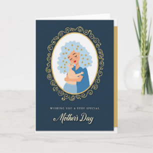 Tarjeta de amor de madres Óvalo dorado