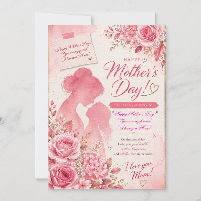 Tarjeta de Amor de Mamá Floral 5x7 (Anverso)