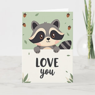 Tarjeta de amor de mapache del bosque