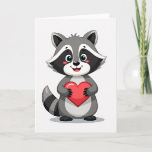 Tarjeta de amor de mapache lindo