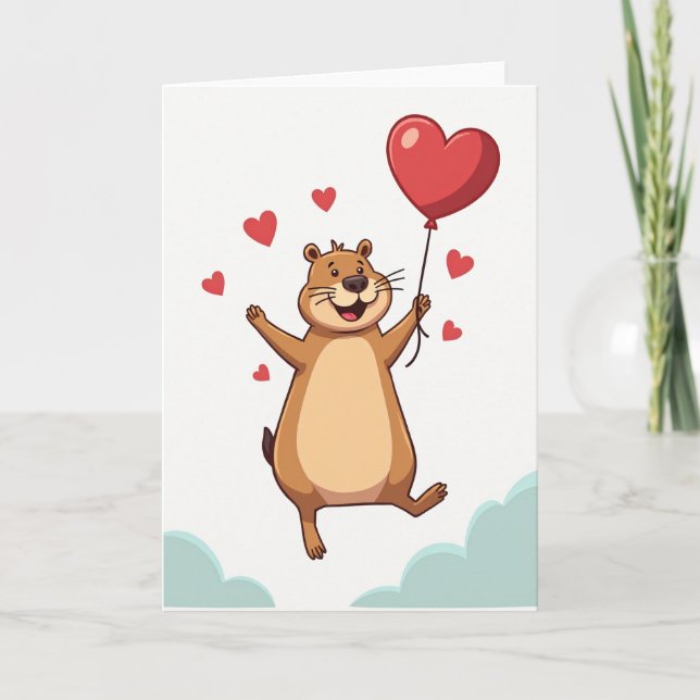 Tarjeta de amor de marmota feliz (Anverso)