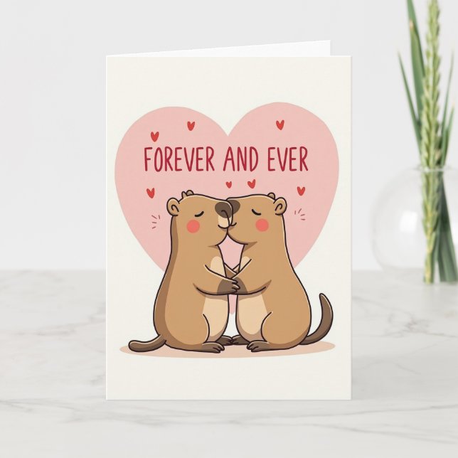 Tarjeta de amor de marmota para siempre (Anverso)