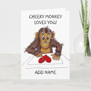 Tarjeta de Amor de Mono Travieso