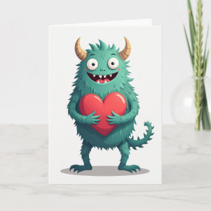 Tarjeta de amor de monstruo lindo